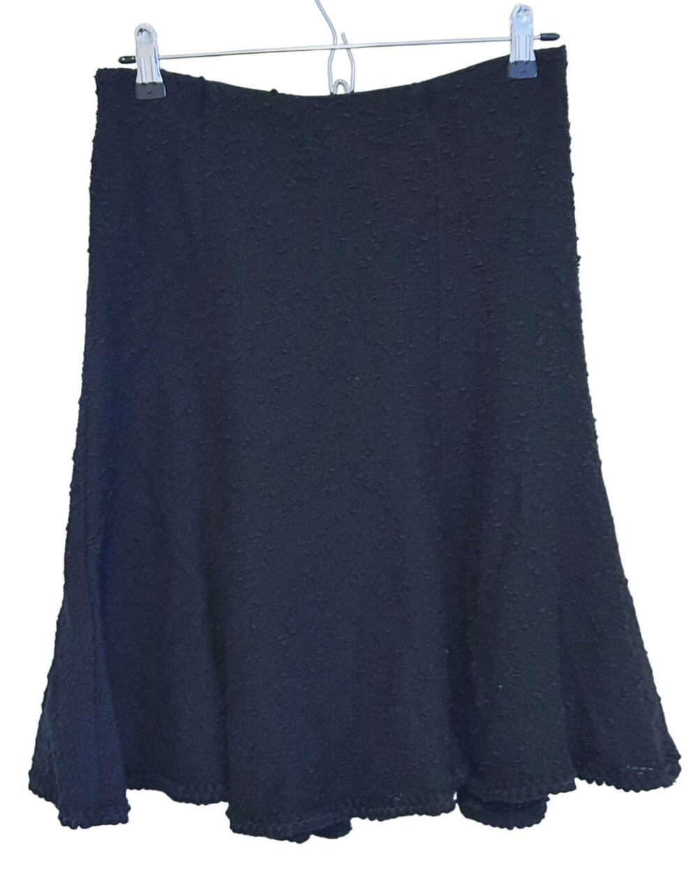 Vintage Nanette Lepore Wool Textured Ruffle Skirt Small Black Retro Academia Y2K
